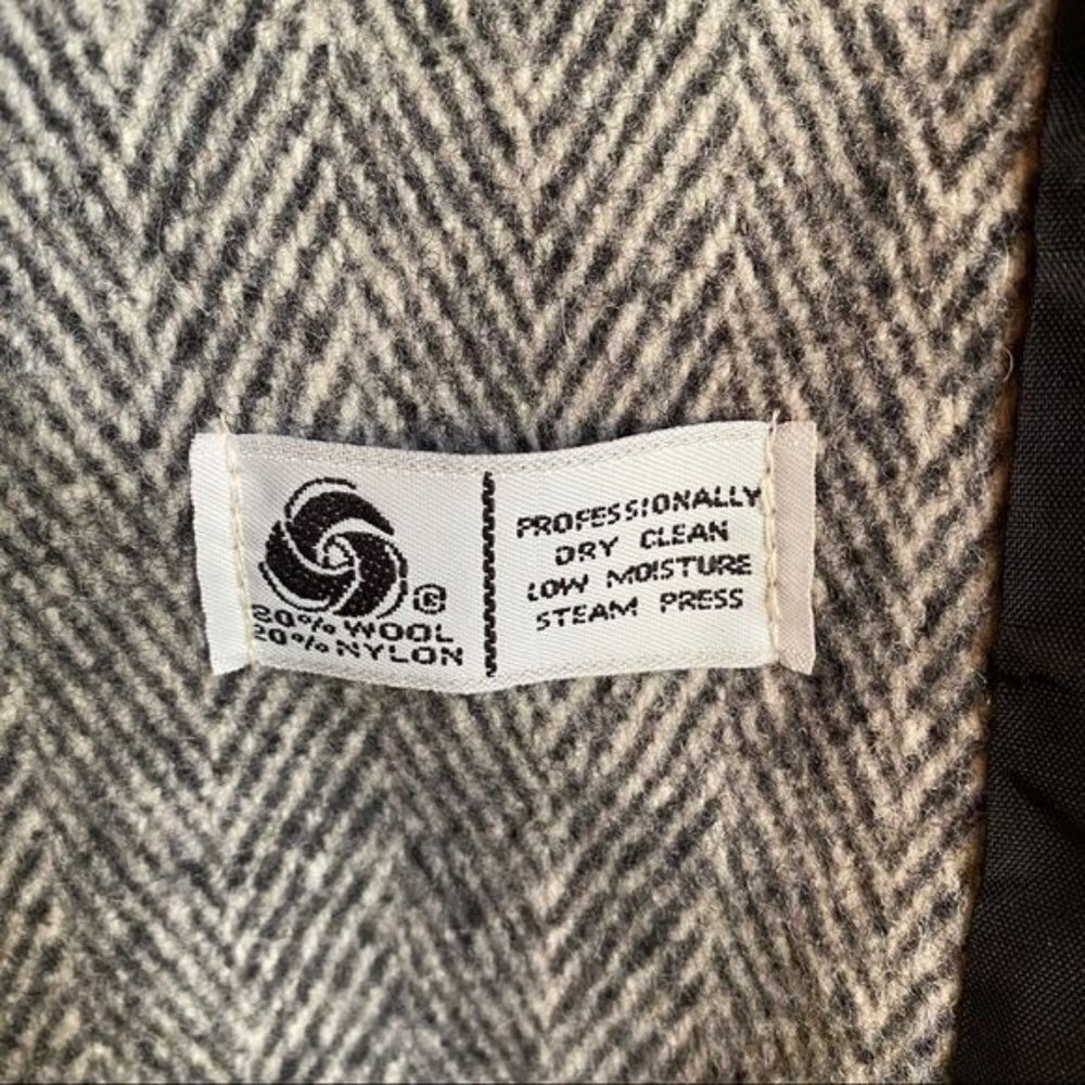 Vintage Charles Klein Wool Double Breasted Coat Grey With Red Scarf Women’s Sz L - Picture 13 of 13